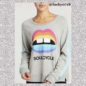 Lauren Moshi x SoulCycle NWOT Rainbow Lips Pullover Sweatshirt Sz S